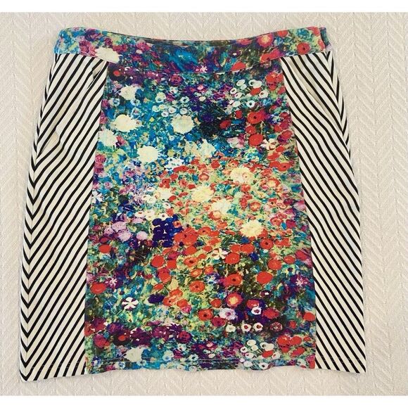 Tabitha Dresses & Skirts - Women's Sz 6 Tabitha Anthropologie Meadow Floral & Striped Pencil Skirt Lined LN